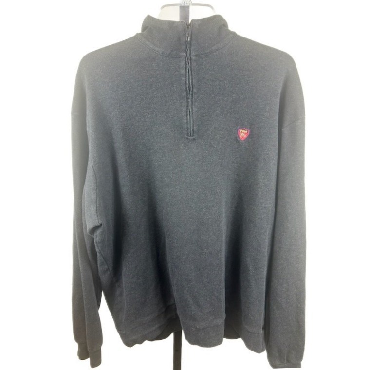 Polo Golf Ralph Lauren Men's Size Xl Charcoal Fleece Pima Cotton Quarter Zip Top